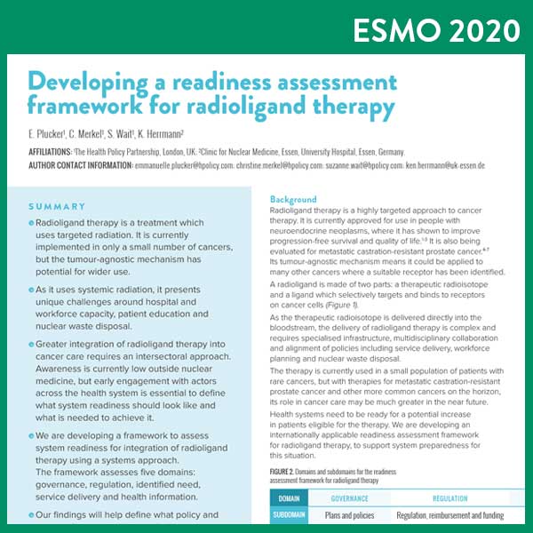 New poster on radioligand therapy readiness published at virtual ESMO congress
